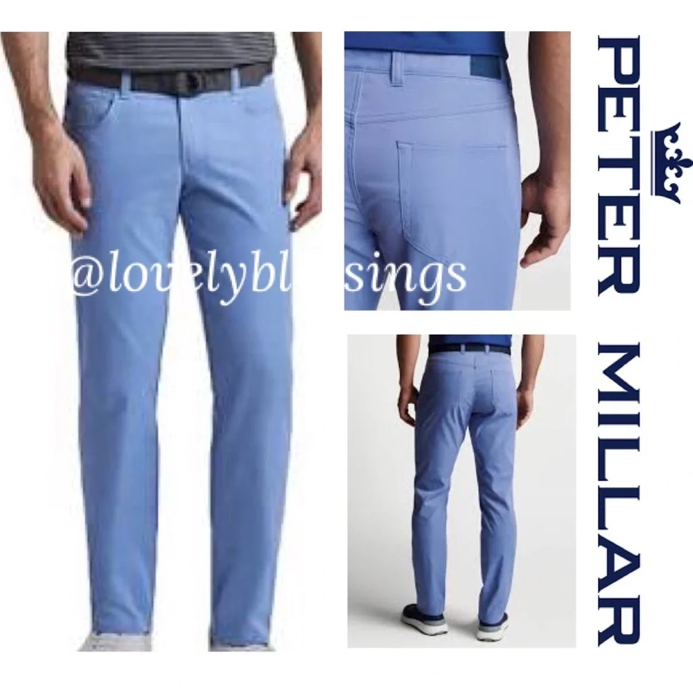 Peter Millar Crown Crafted Golf Pants 5 Pocket Medium Blue Mens